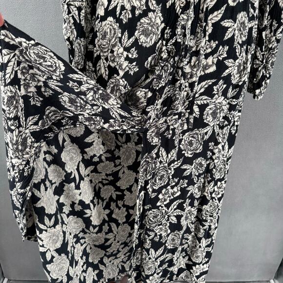 Billabong Allegra Floral Maxi Button Down Dress Womens S Black White Rayon - Picture 9 of 16
